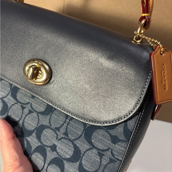 Coach Marlie top handle satchel in denim signature chambray C4921 - Picture 2 of 11